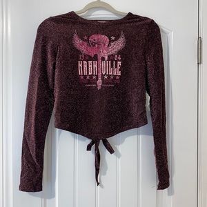 Altr’d State NWT Sparkly Pink Nashville Tie Top. Size M. Fall 2022.